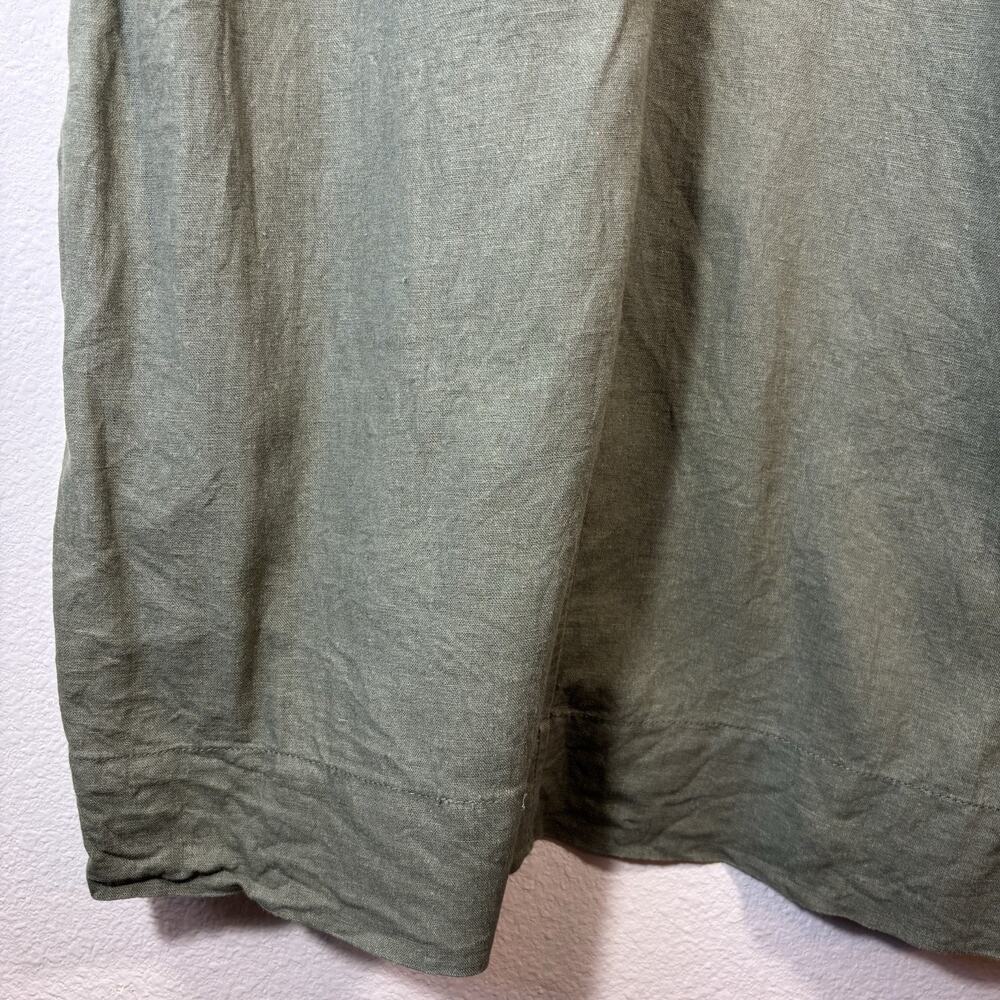 Briggs Women’s Green Sleeveless Ruffle V-neck Linen Rayon Dress With Pockets XL - Picture 8 of 9